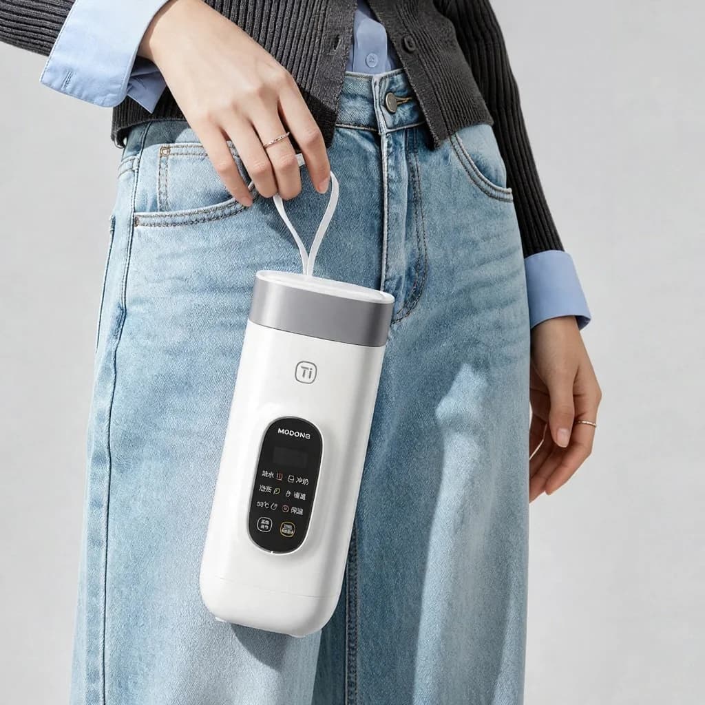 Titano elektrinis kelioninis vandens šildymo puodelis, 650 ml, 220 V