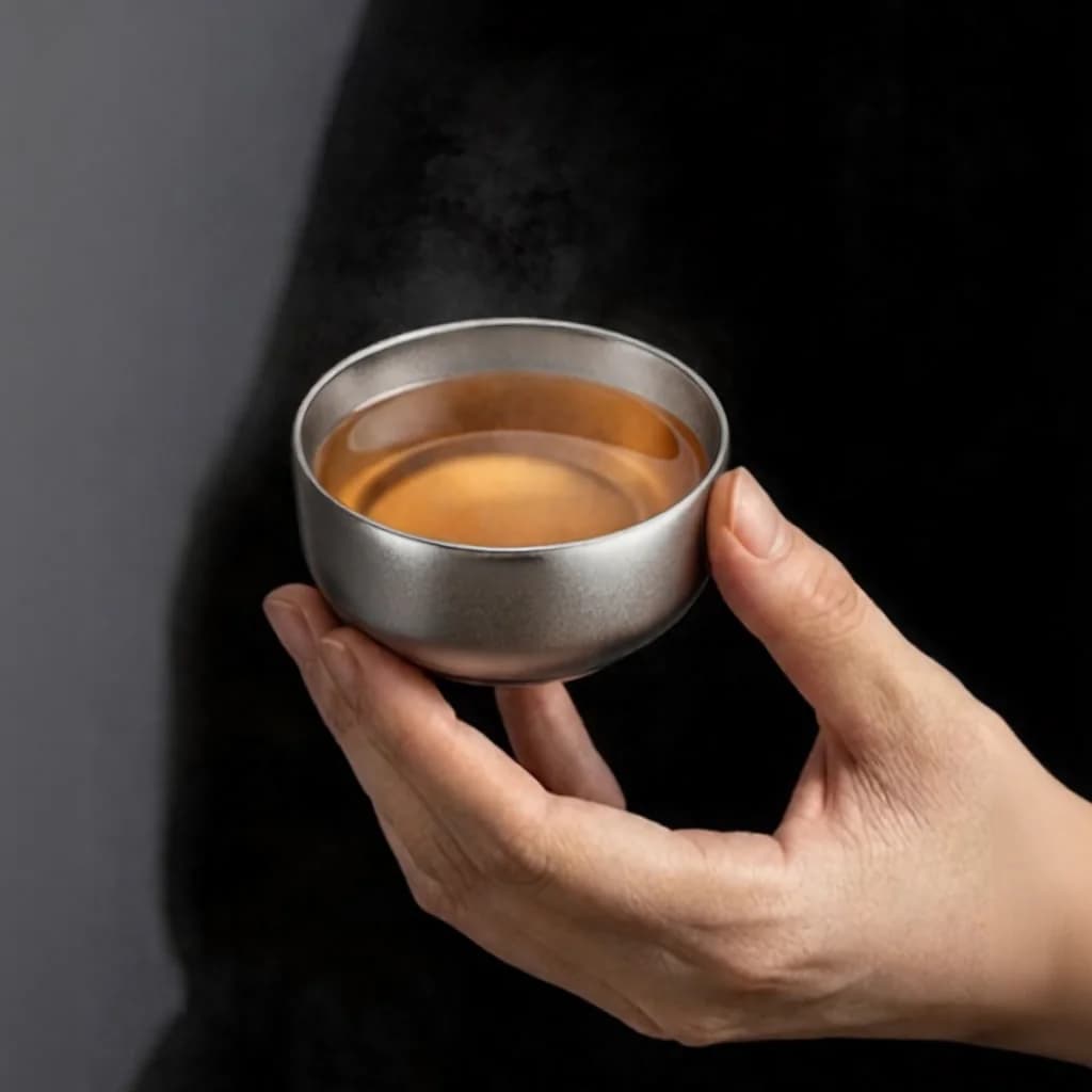 Gryno titano Gongfu arbatos puodelių rinkinys 55ml, rankų darbo, matinė apdaila
