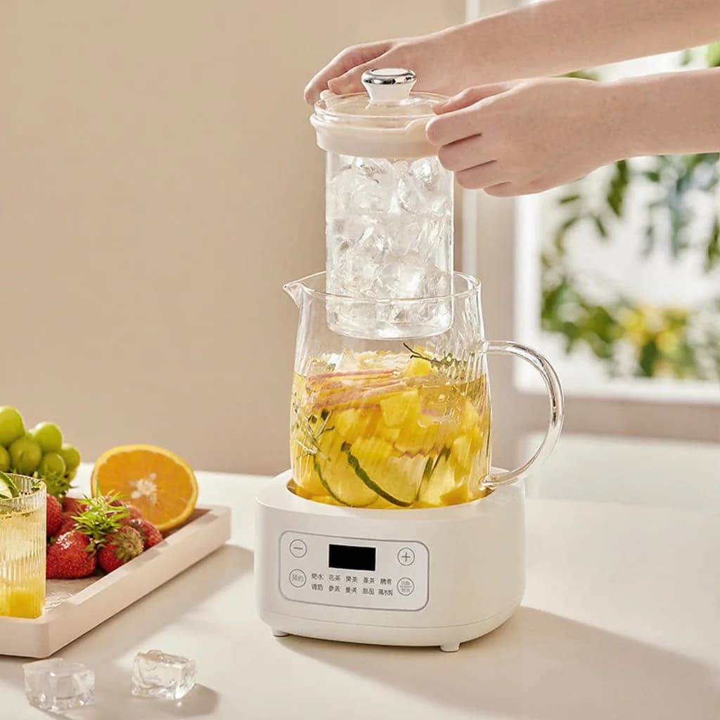 Stiklinis elektrinis sveikatinimo puodas 1–1.5L, lietimui jautrus valdymas arbatai