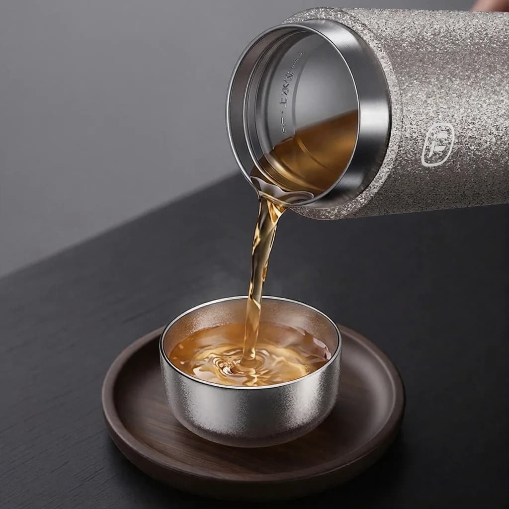 Gryno titano Kung Fu arbatos puodelių rinkinys, dvigubas puodelis 55ml