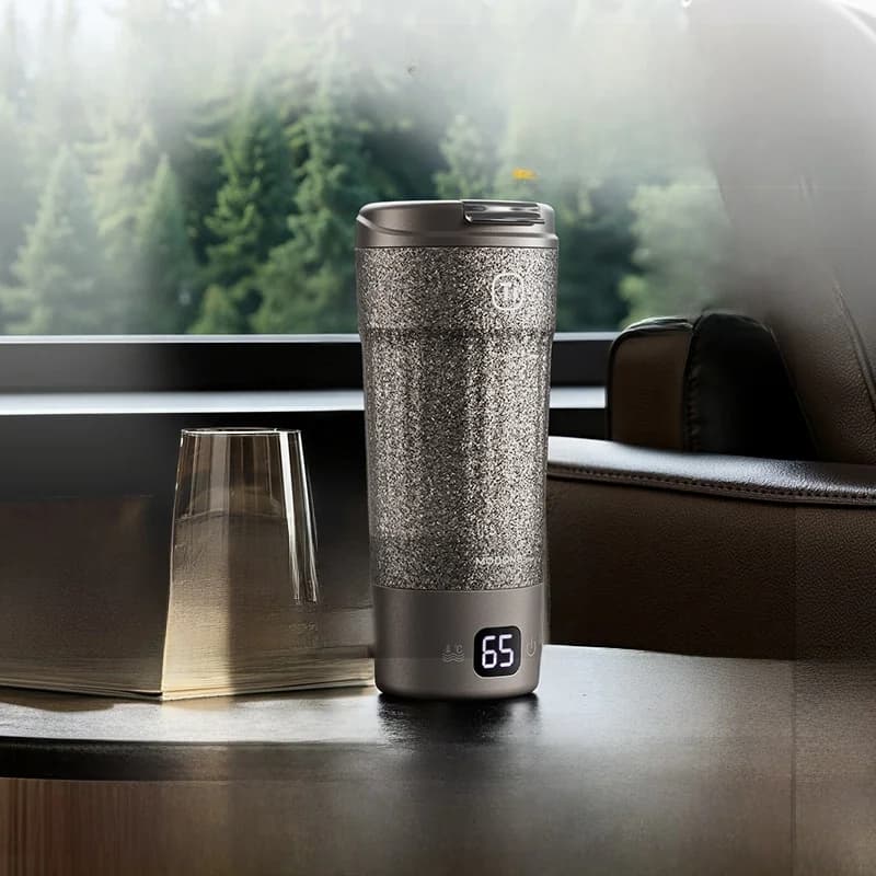 Nešiojamas titaninis elektrinis šildomas puodelis 400ml temperatūros ekranas