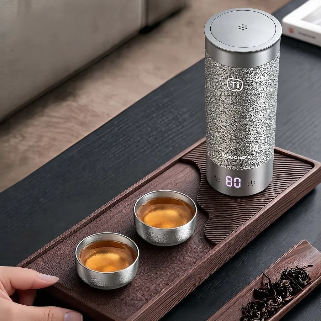 Gryno titano gongfu arbatos puodelių rinkinys 55 ml, rankų darbo, natūralaus paviršiaus