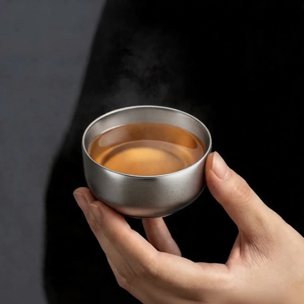 Gryno titano Kung Fu arbatos puodelių rinkinys, dvigubas puodelis 55ml