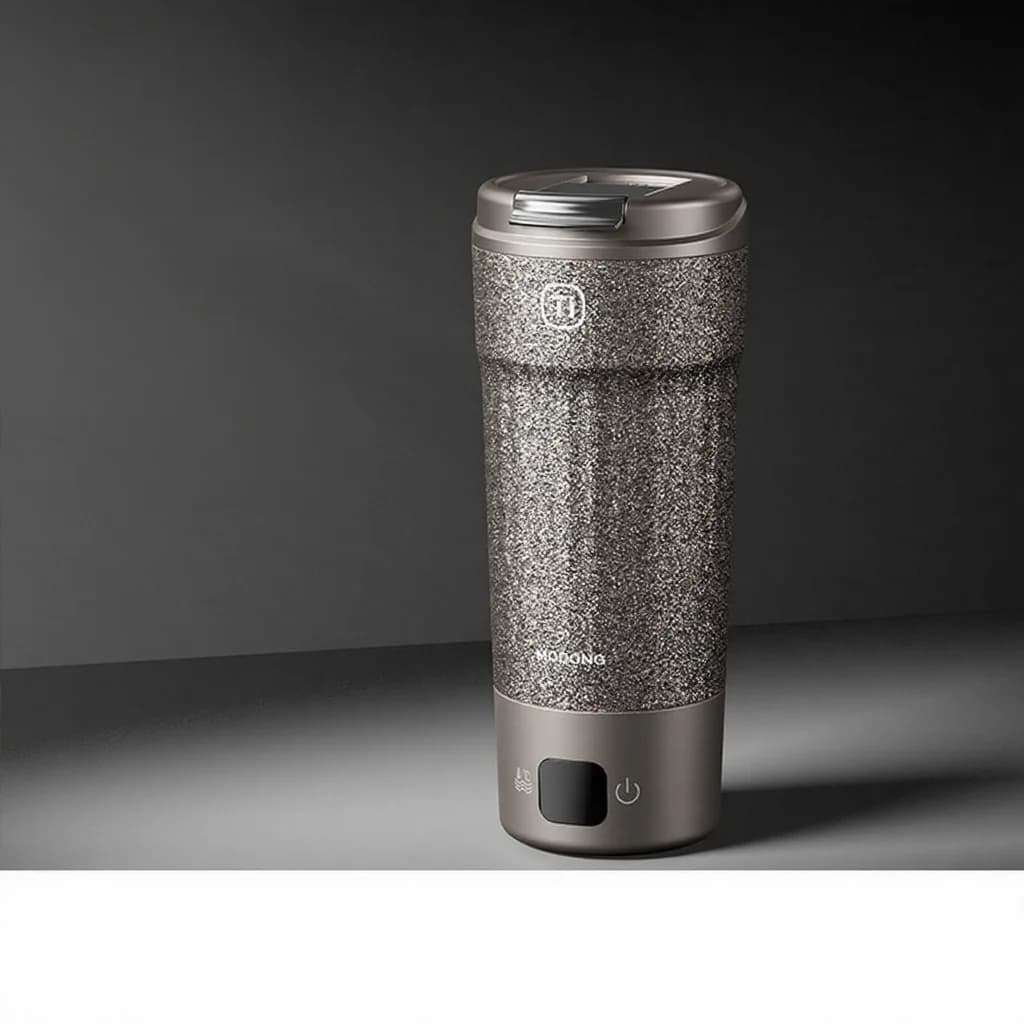 Titaninis elektrinis kelioninis puodelis 400ml su temperatūros rodymu