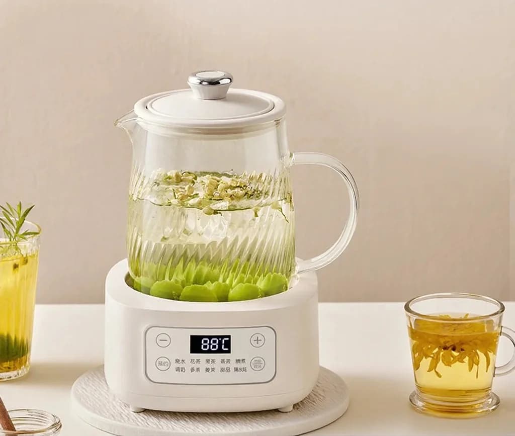 Stiklinis elektrinis sveikatos puodas 1-1.5L su jutikliniu valdymu arbatai