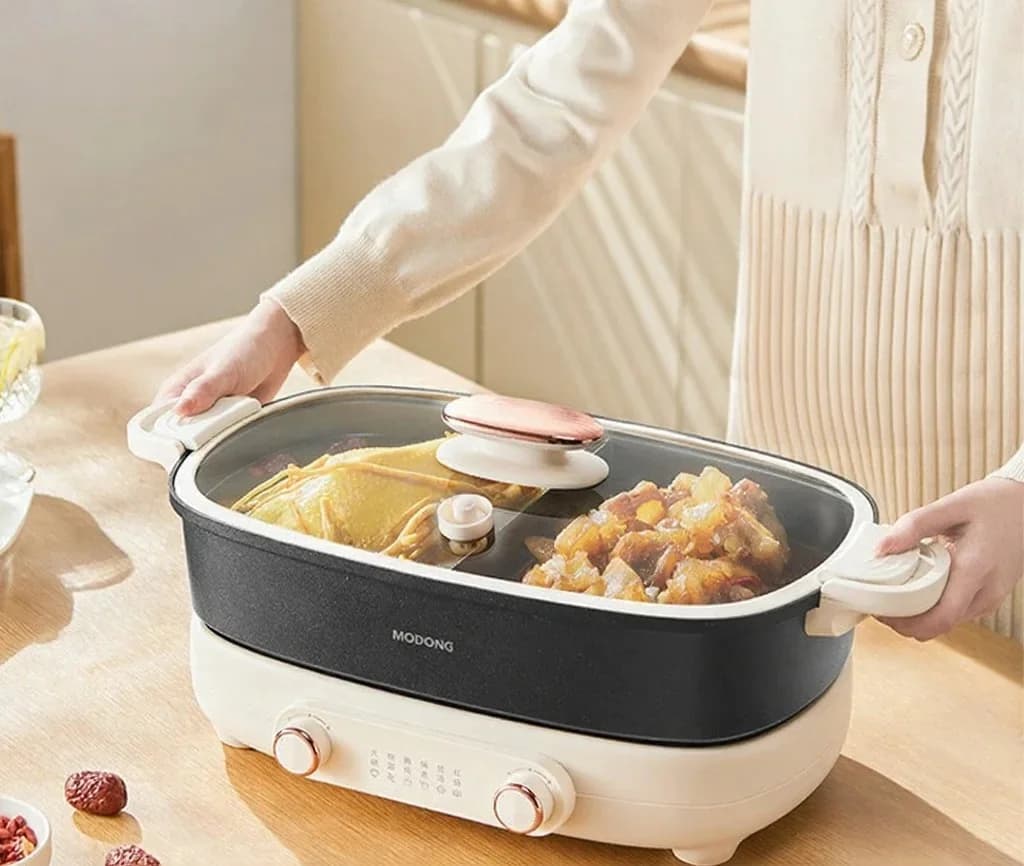 Padalintas elektrinis karšto puodo prietaisas 7L su dviejų zonų nepriklausoma temperatūros kontrole