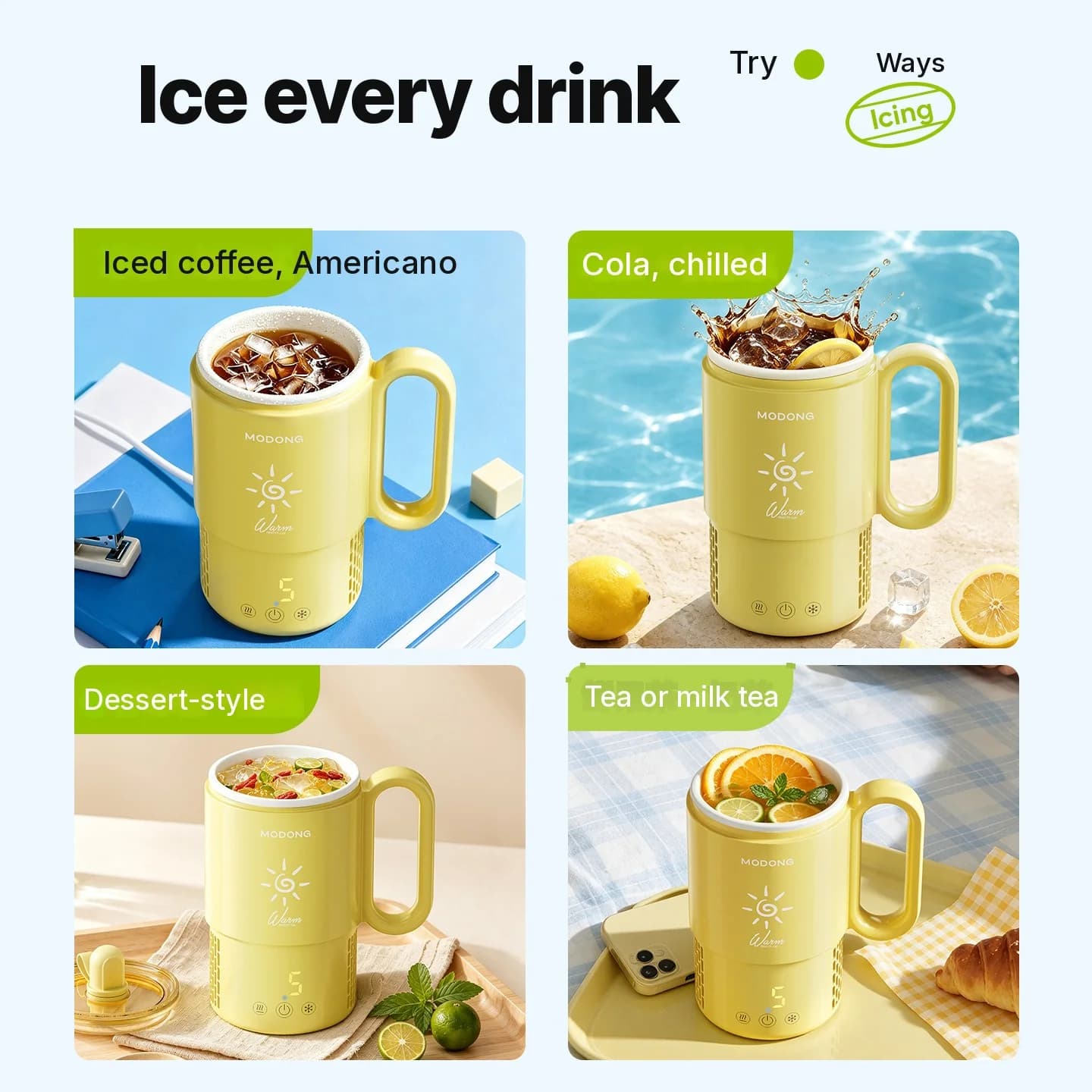 Mini vėsinimo ir šildymo puodelis 450 ml 36 W jutiklinis valdymas