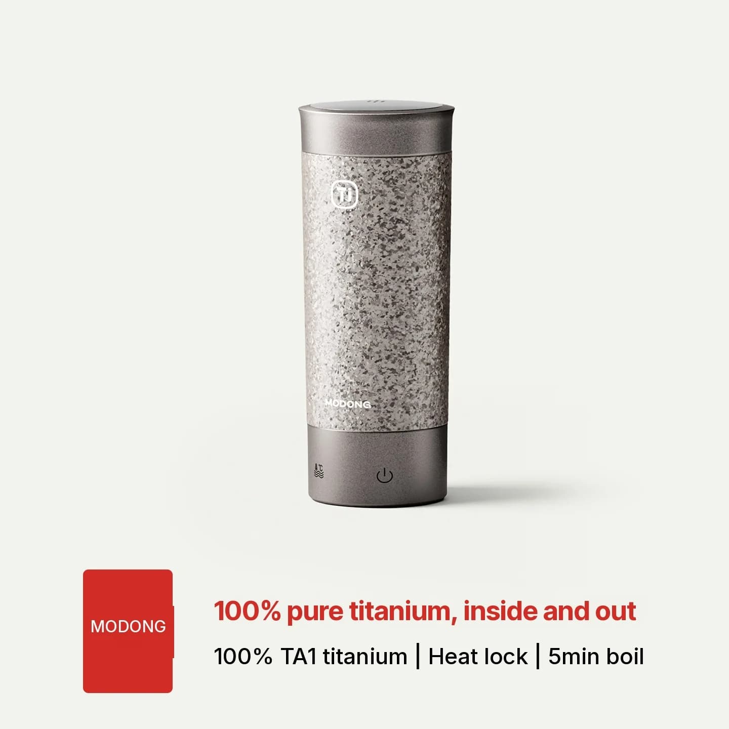Titano elektrinis kelioninis puodelis 350ml su temperatūros valdymu