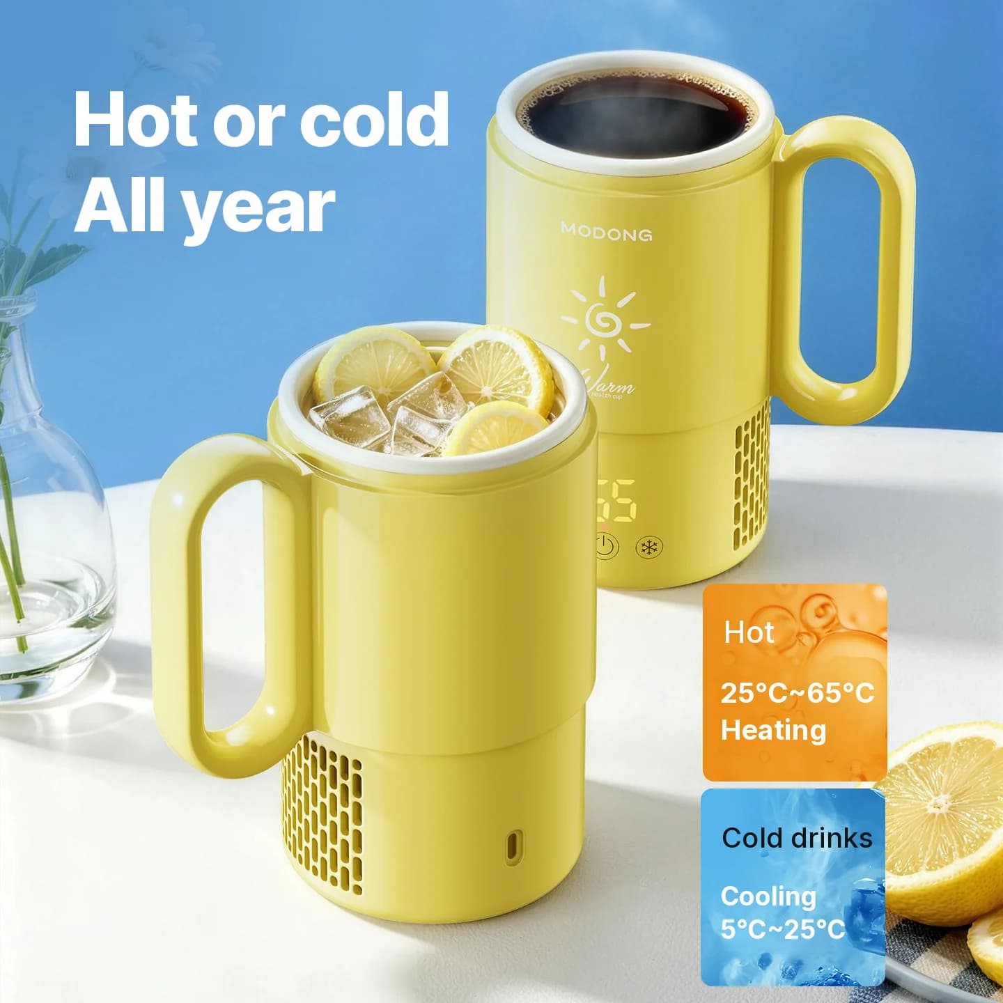 Mini vėsinimo ir šildymo puodelis 450 ml 36 W jutiklinis valdymas