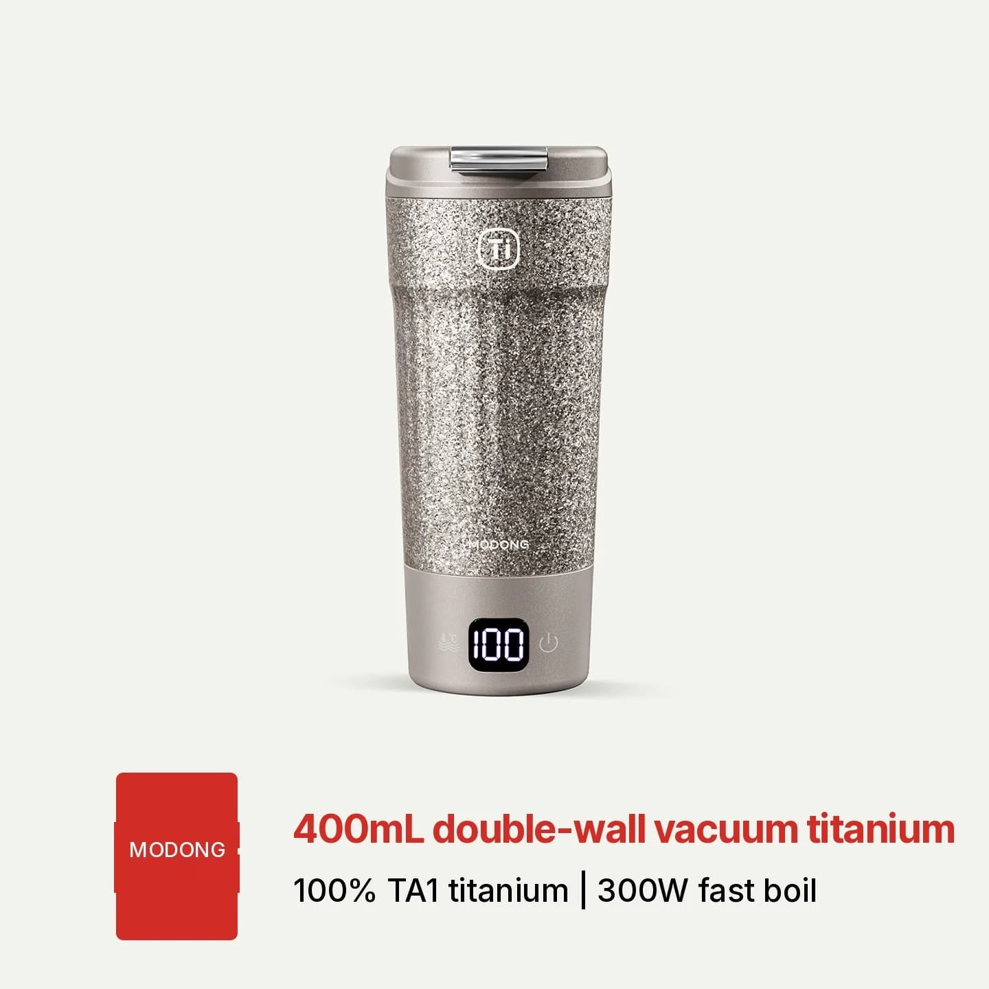 Nešiojamas titaninis elektrinis šildomas puodelis 400ml temperatūros ekranas