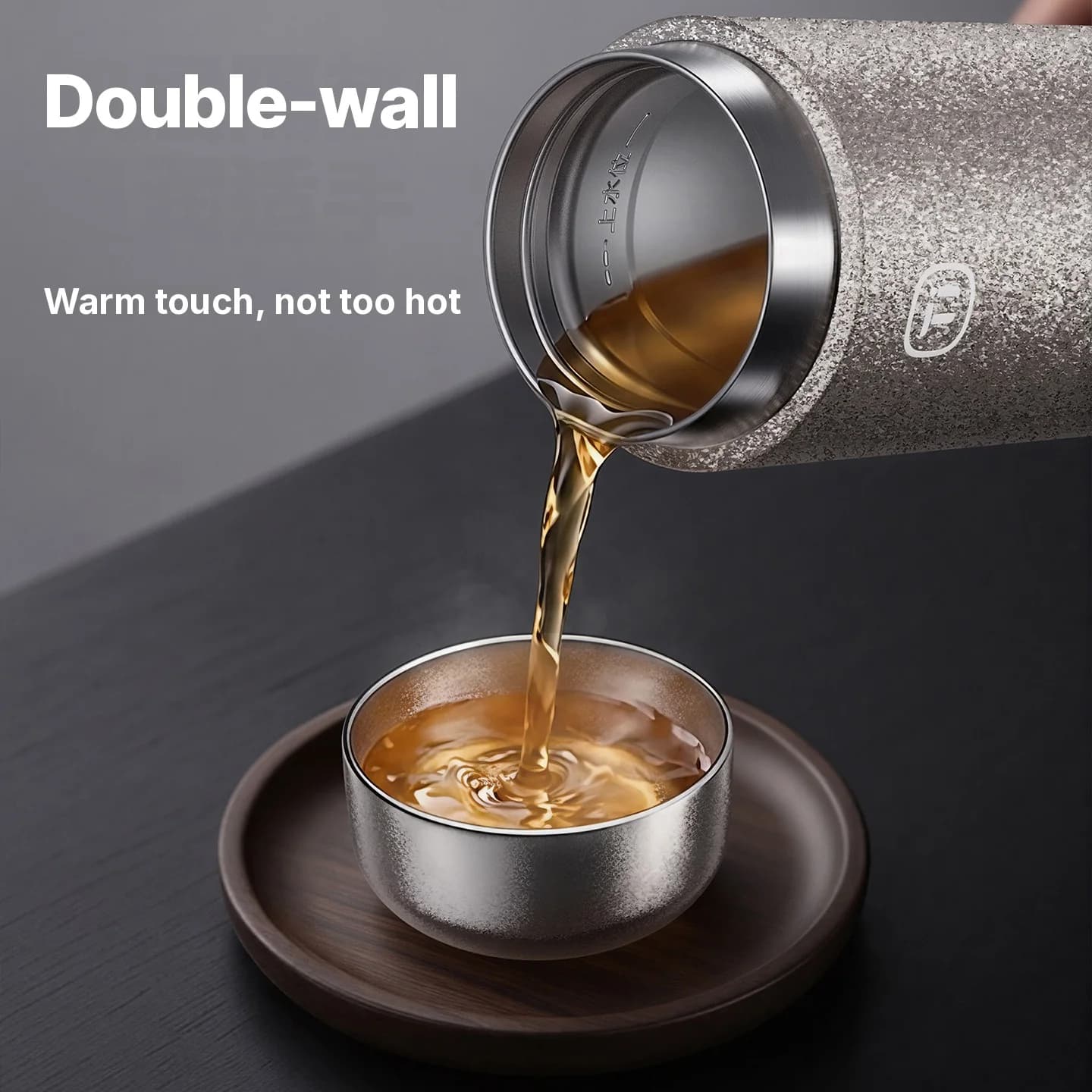 Gryno titano Gongfu arbatos puodelių rinkinys 55ml, rankų darbo, paprastos apdailos