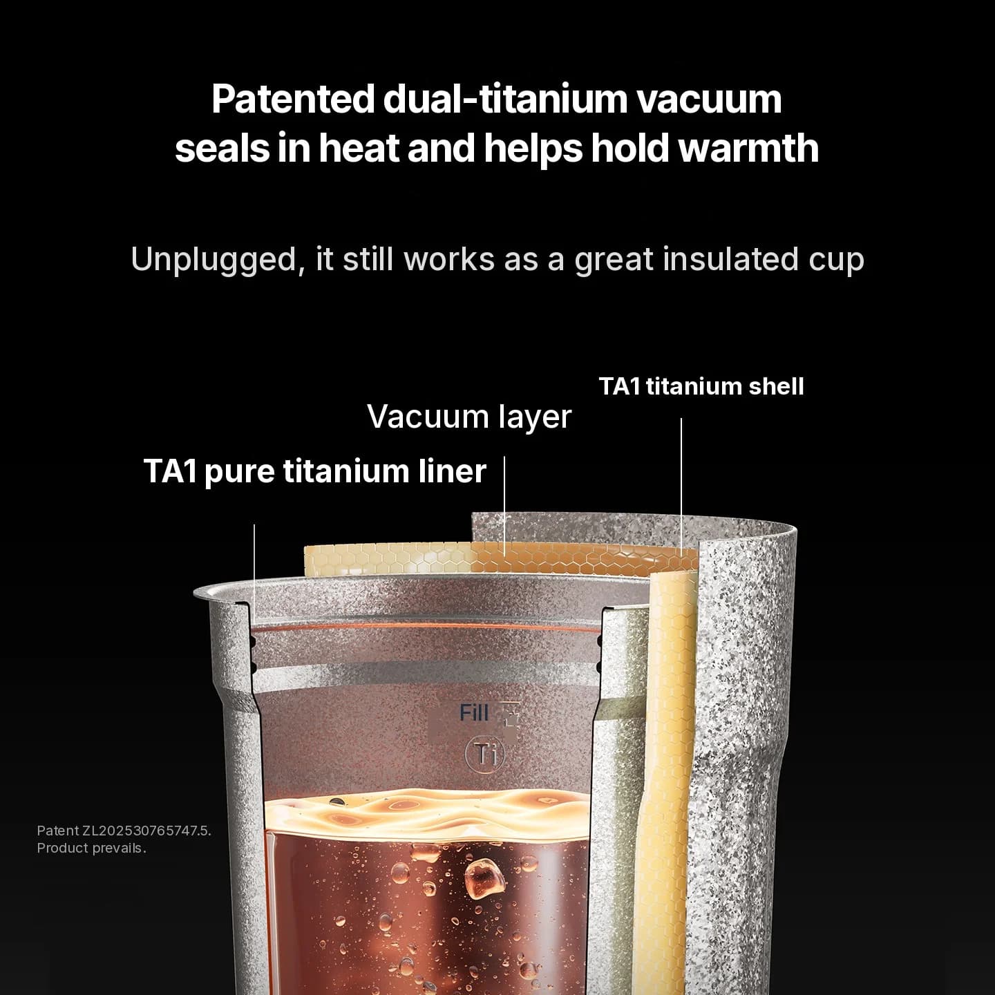 Nešiojamas titaninis elektrinis šildomas puodelis 400ml temperatūros ekranas
