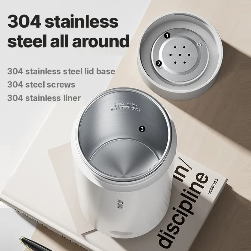 Nešiojamas elektrinis šildymo puodelis, 304 nerūdijantis plienas, 300 ml, 220 V