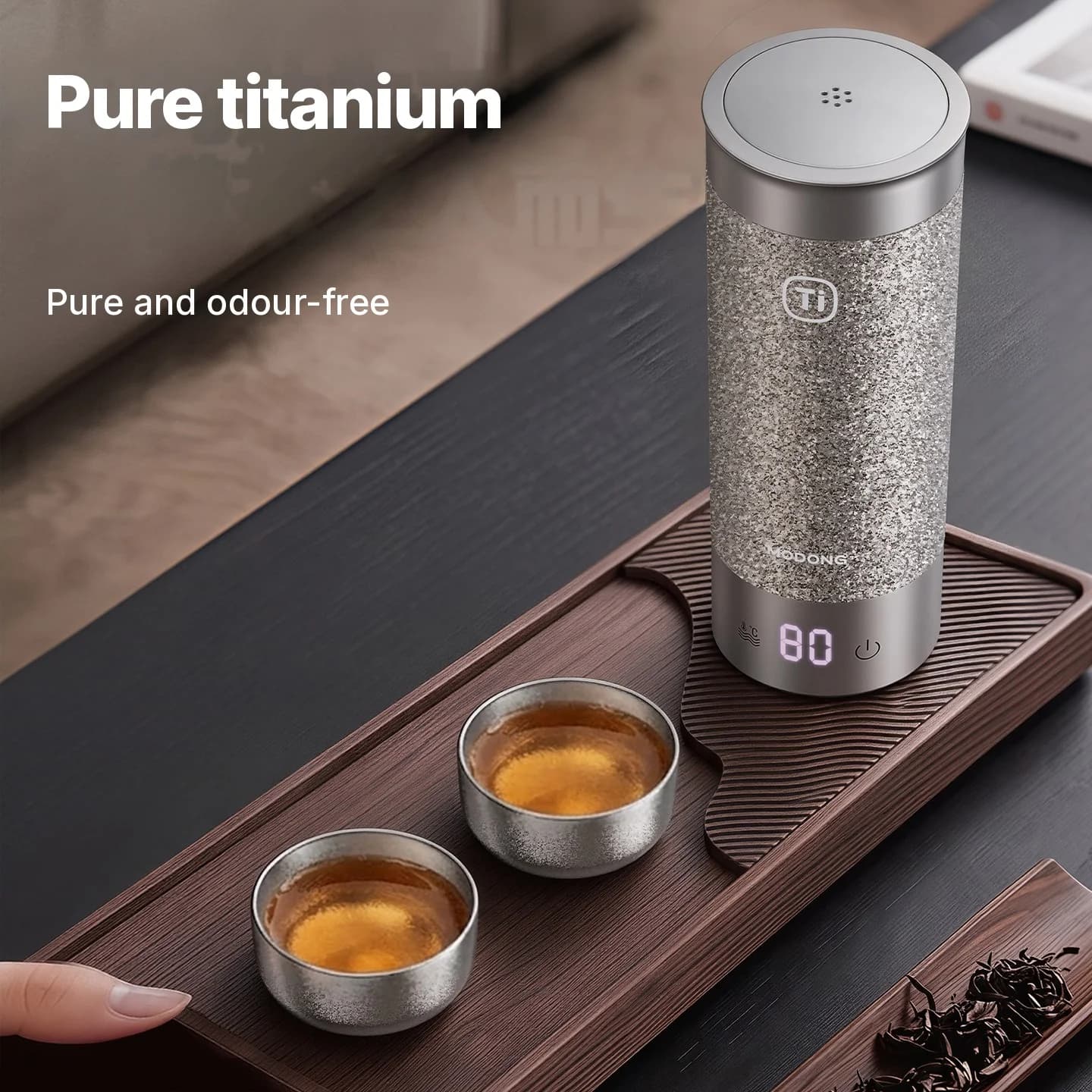 Gryno titano Gongfu arbatos puodelių rinkinys 55ml, rankų darbo, paprastos apdailos