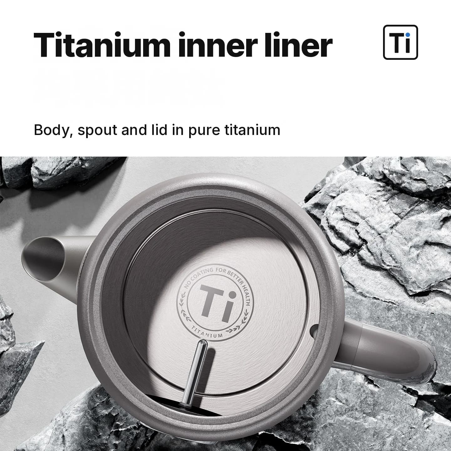 Gryno titano elektrinis virdulys, 1,8 l, su temperatūros ekranu