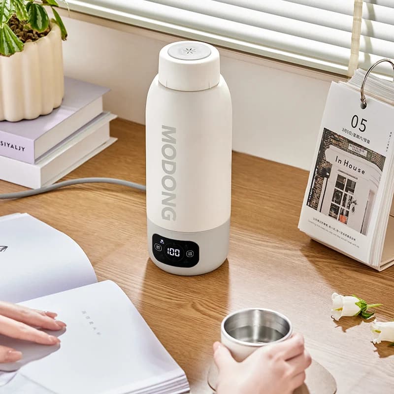 Nešiojamas elektrinis vandens šildymo puodelis 600ml, 316 vidus, vakuuminė izoliacija