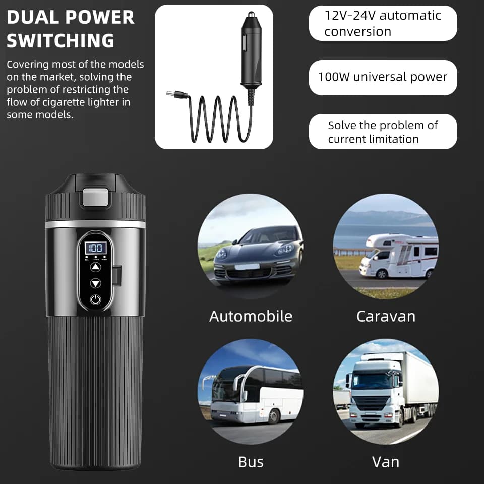 500ml 12V/24V elektrinis kaitinimo puodelis