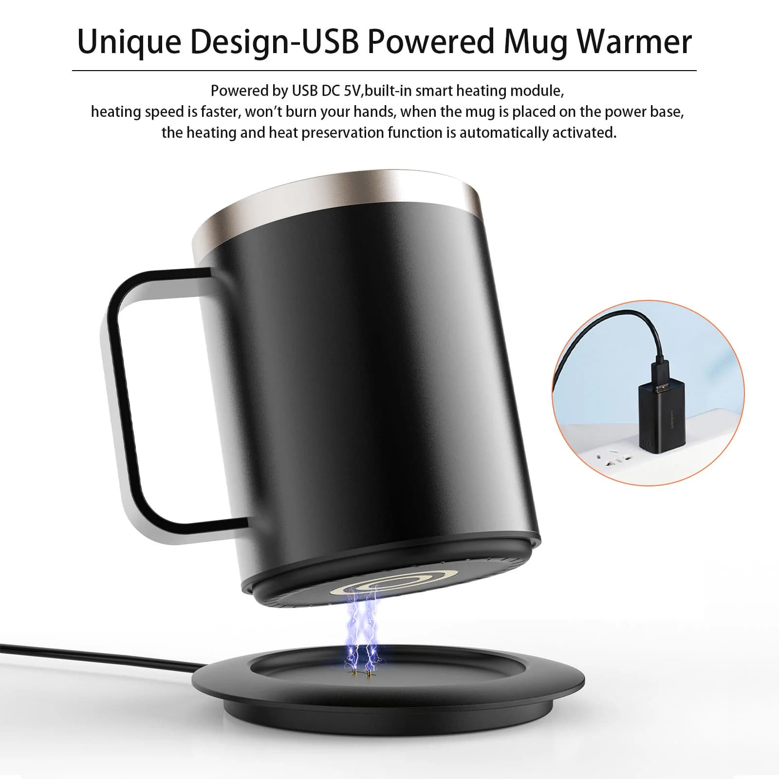 12oz USB šildomas kavos puodelis
