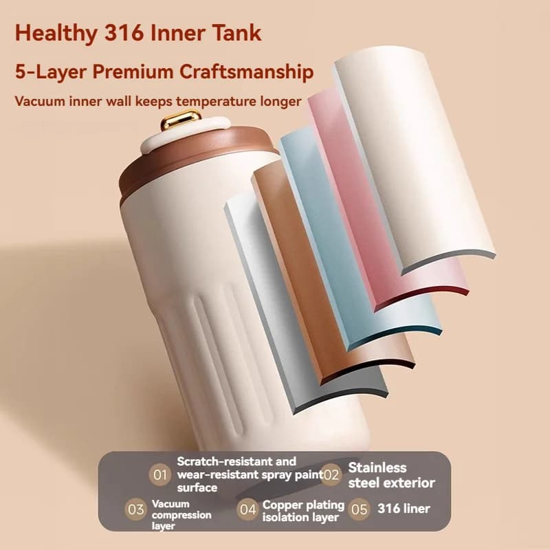 450 ml termosas su temperatūros ekranu